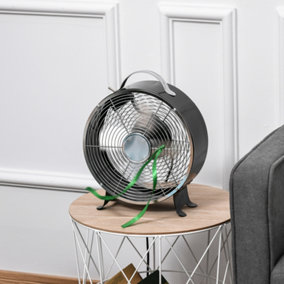 HOMCOM 26cm 2-Speed Electric Fan w/ Safe Guard Anti-Slip Feet Home Office Black