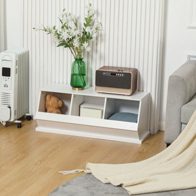 HOMCOM 3 Compartments Storage Cabinet for Living Room, Nursery Room ...