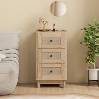 HOMCOM 3 Drawer Chest of Drawers, Storage Unit for Living Room, Oak