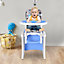 HOMCOM 3-in-1 Convertible Baby High Chair Booster Seat w/ Removable Tray Blue