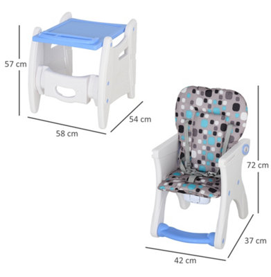 HOMCOM 3-in-1 Convertible Baby High Chair Booster Seat w/ Removable Tray Blue
