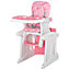 HOMCOM 3-in-1 Convertible Baby High Chair Booster Seat w/ Removable Tray Pink
