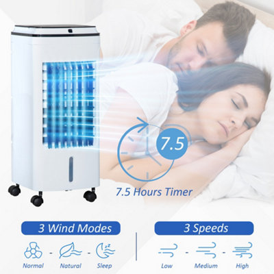HOMCOM 3-in-1 Portable Air Cooler with 4L Water Tank 7.5H Timer, Remote White