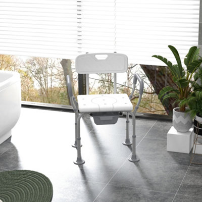 HOMCOM 3-in-1 Shower Chair Adjustable Bedside Commode Raised Toilet ...