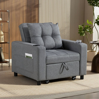 HOMCOM 3-in-1 Sofa Bed, Convertible Sleeper Chair with Adjustable Backrest