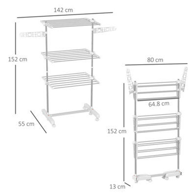 HOMCOM 3 Layer Folding Cloth Hanger Stand Towel Hanging Dryer Rack Holding Airer