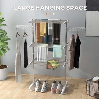 HOMCOM 3 Layer Folding Cloth Hanger Stand Towel Hanging Dryer Rack Holding Airer