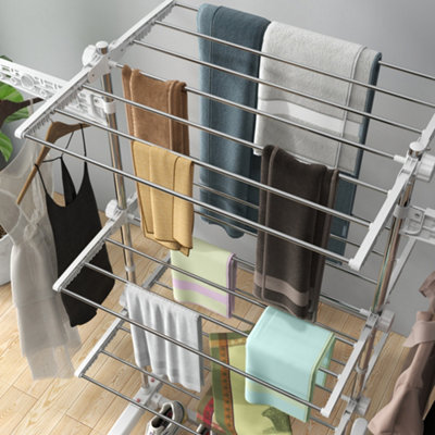 HOMCOM 3 Layer Folding Cloth Hanger Stand Towel Hanging Dryer Rack Holding Airer