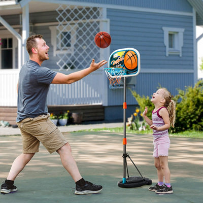 3 Pcs Kids Basketball Set w/ Hoop Ball Pump Height Fillable Base