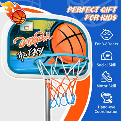 HOMCOM 3 Pcs Kids Basketball Set w/ Hoop Ball Pump Height Fillable Base ...