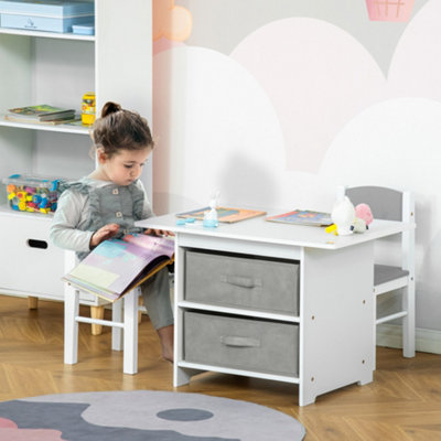 White wooden childrens hot sale table and chairs