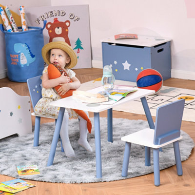 Children's Table With 2 Chairs, Play Table With Reversible Building Board, Kids Table And Chairs, White Grey - Foto 2