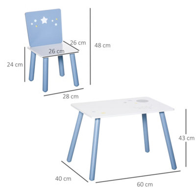 HOMCOM 3 Pcs Kids Table & Chairs Set w/ Wood Legs Safe Corners