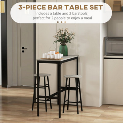 HOMCOM Piece Bar Set, Industrial Kitchen and Chair Set Grey