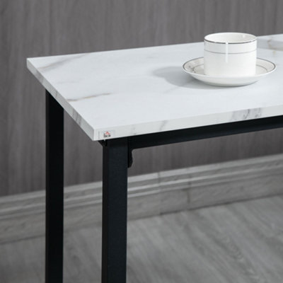 HOMCOM 3 Piece Bar Table Set for 2 with Stools Steel Frame Footrest White