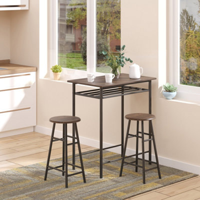 HOMCOM 3-Piece Dining Set with 2 Matching Chairs and 1 Table Black and Oak