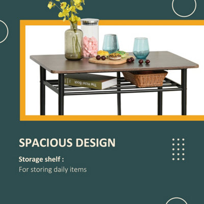 HOMCOM 3-Piece Dining Set with 2 Matching Chairs and 1 Table Black and Oak