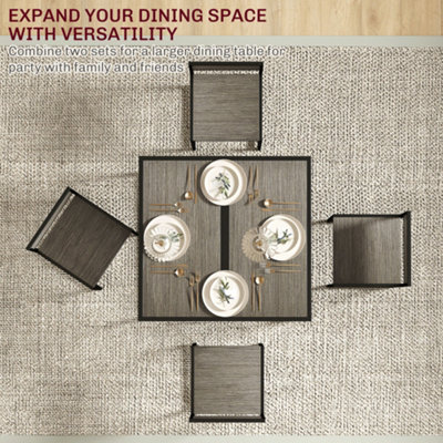 HOMCOM 3 Piece Dining Table Set with Metal Frame Grey Wood-Effect