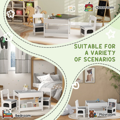 HOMCOM 3 Piece Kids Table and Chair Set for Nursery Playroom Classroom