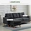 HOMCOM 3-Seater L-Shaped Linen-Look Sofa w/ Wood Frame Legs Sponge Seat Back Cushions Armrest Tufting Home Comfort  Dark Grey