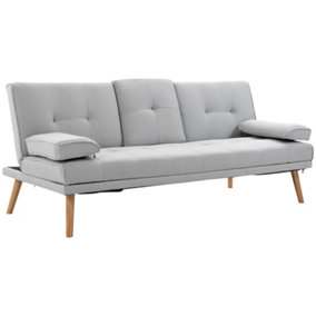 HOMCOM 3 Seater Sofa Bed Scandi Style Recliner Adjustable Back Middle Table