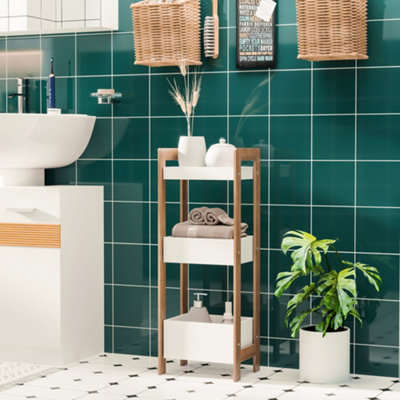 HOMCOM 3-Tier Bathroom Rack Organizer Storage Shelf Rack Free Standing ...