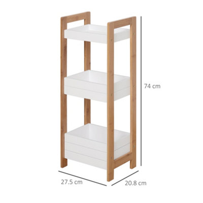 HOMCOM 3-Tier Bathroom Rack Organizer Storage Shelf Rack Free Standing Bamboo