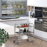 HOMCOM 3-tier Rolling Kitchen Cart Trolley Island Stainless Steel Utility Silver