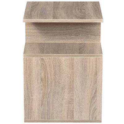 HOMCOM 3-Tier Side End Table Open Shelves Storage Magazine Desk Oak