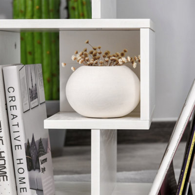 HOMCOM 3-Tier Side End Table Open Shelves Storage Magazine Desk White