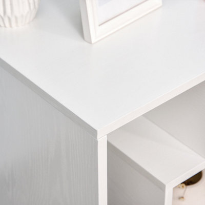 HOMCOM 3-Tier Side End Table Open Shelves Storage Magazine Desk White