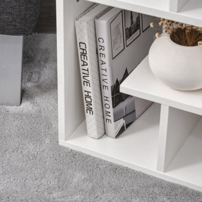 HOMCOM 3-Tier Side End Table Open Shelves Storage Magazine Desk White