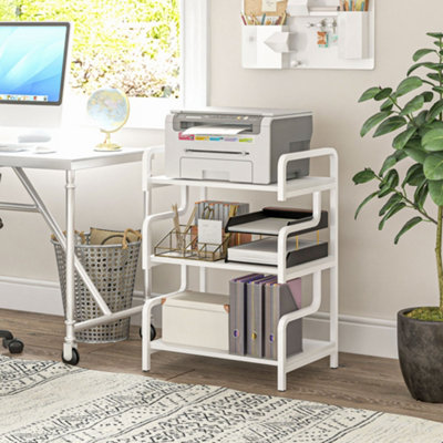 HOMCOM 3-Tier Storage Shelf, Metal Shelves for Storage for Home Office, White