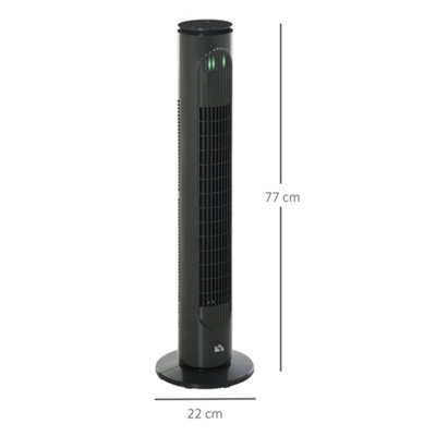 HOMCOM 30 Inch LED Tower Fan 70 degree Oscillation 3 Speed 3 Mode Remote Controller