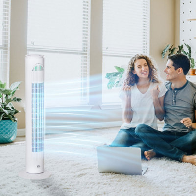 HOMCOM 30 Inch LED Tower Fan Oscillation 3 Speed 3 Mode Remote Controller
