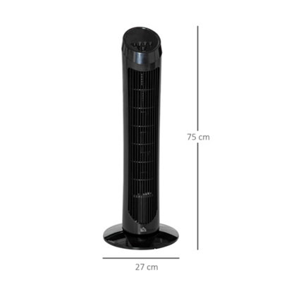 HOMCOM 30" Tower Fan Noise Reduction Wind 3-Level Cool ABS Indoor Black
