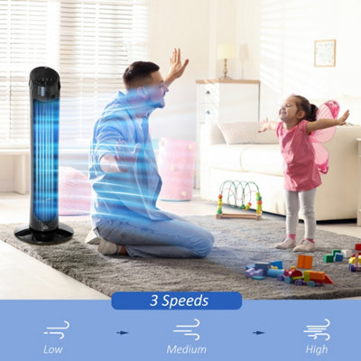 HOMCOM 30" Tower Fan Noise Reduction Wind 3-Level Cool ABS Indoor Black - 4