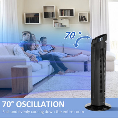 HOMCOM 30" Tower Fan Noise Reduction Wind 3-Level Cool ABS Indoor Black - 5