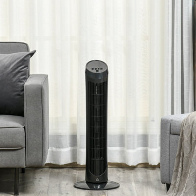 HOMCOM 30" Tower Fan Noise Reduction Wind 3-Level Cool ABS Indoor Black - 7