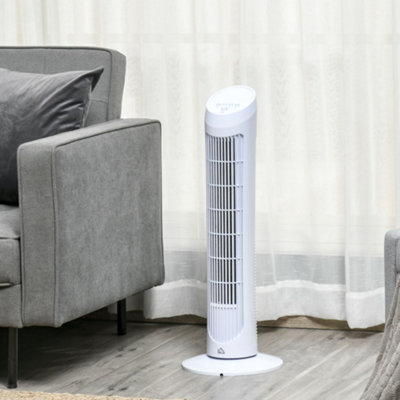 30" Tower Fan Noise Reduction Wind 3Level Cool ABS Indoor White