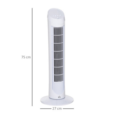 HOMCOM 30" Tower Fan Noise Reduction Wind 3-Level Cool ABS Indoor White - 3