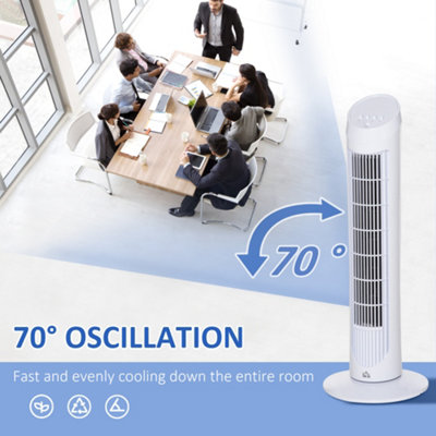 HOMCOM 30" Tower Fan Noise Reduction Wind 3-Level Cool ABS Indoor White - 5