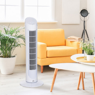 HOMCOM 30" Tower Fan Noise Reduction Wind 3-Level Cool ABS Indoor White - 7