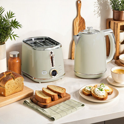HOMCOM 3000W 1.7L 2 Slice Toaster and Kettle with Keep Warm Memory Function