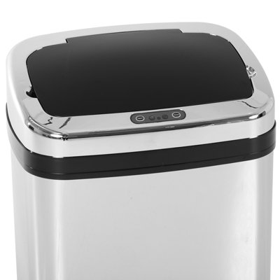 HOMCOM 30L Automatic Kitchen Bin with Lid and Infrared Motion Sensor Silver