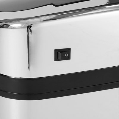 HOMCOM 30L Automatic Kitchen Bin with Lid and Infrared Motion Sensor Silver
