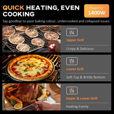HOMCOM 30L Mini Oven with Adjustable Temperature, 60 Min Time 1600W, Silver