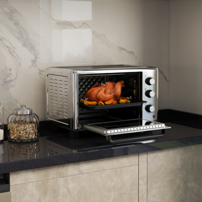 HOMCOM 30L Mini Oven with Adjustable Temperature, 60 Min Time 1600W, Silver