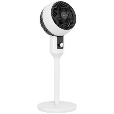HOMCOM 32 Air Circulator Fan 3 Speed, 70 degree Oscillation 90 degree Vertical Tilt, Round Base, Carry Handle, Black and White