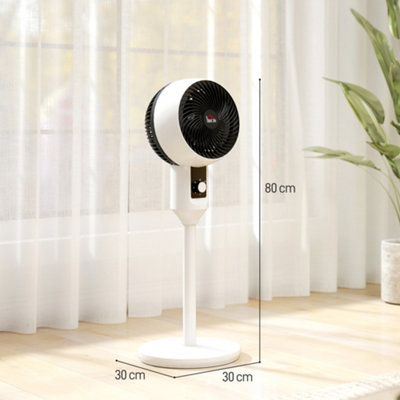 HOMCOM 32 Air Circulator Fan 3 Speed, 70 degree Oscillation 90 degree Vertical Tilt, Round Base, Carry Handle, Black and White